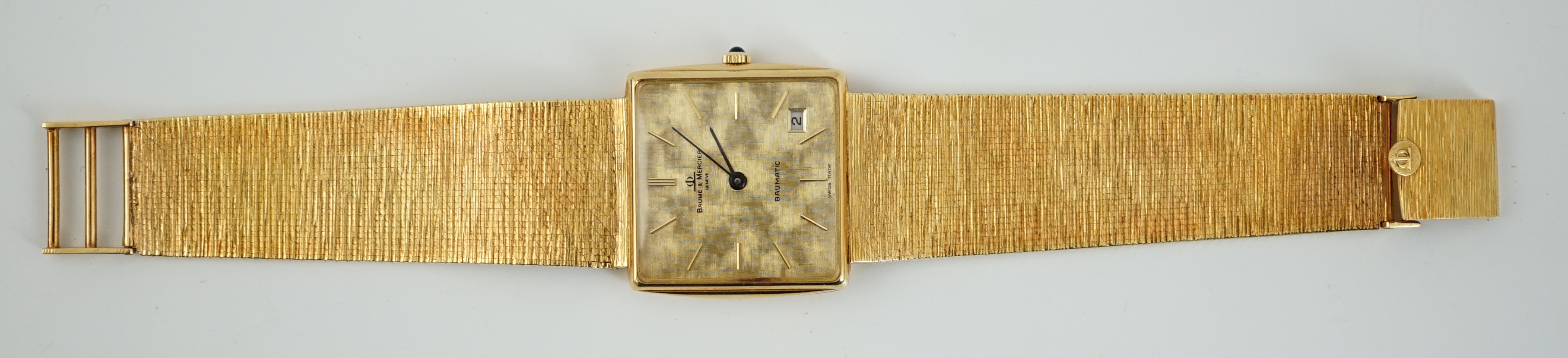 A gentleman's 1980's 18ct gold Baume & Mercier Baumatic dress wrist watch